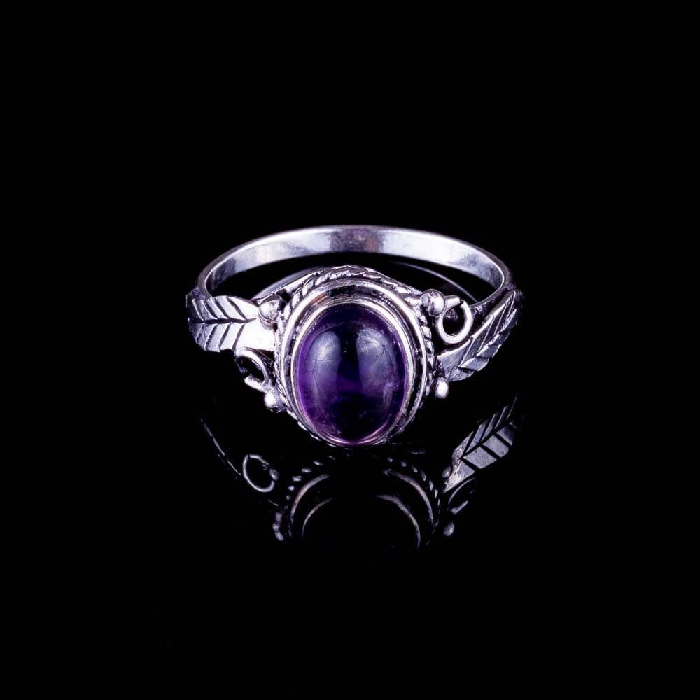 Amethyst Blatt Ring Silber Ton Weiß Messing Boho Schmuck von ekekocrafts