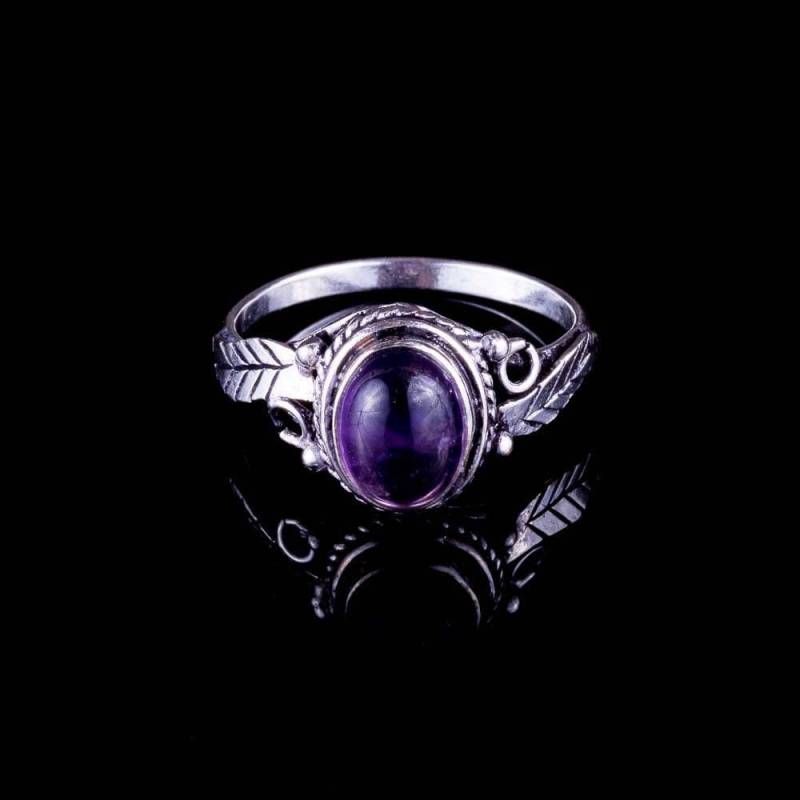 Amethyst Blatt Ring Silber Ton Weiß Messing Boho Schmuck von ekekocrafts