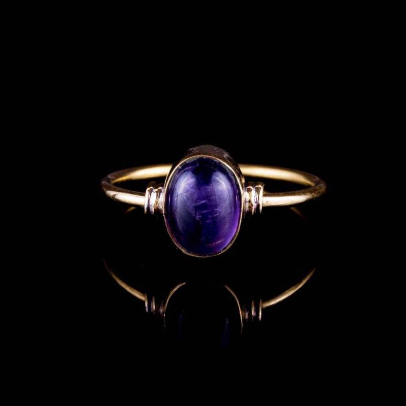 Amethyst Edelstein Ring Gold Messing Band, Boho Stapelring von ekekocrafts