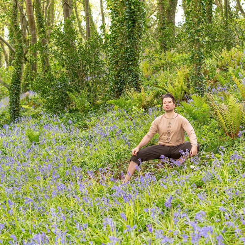 Chakra Print Langarm T-Shirt Herren Yoga Top von ekekocrafts