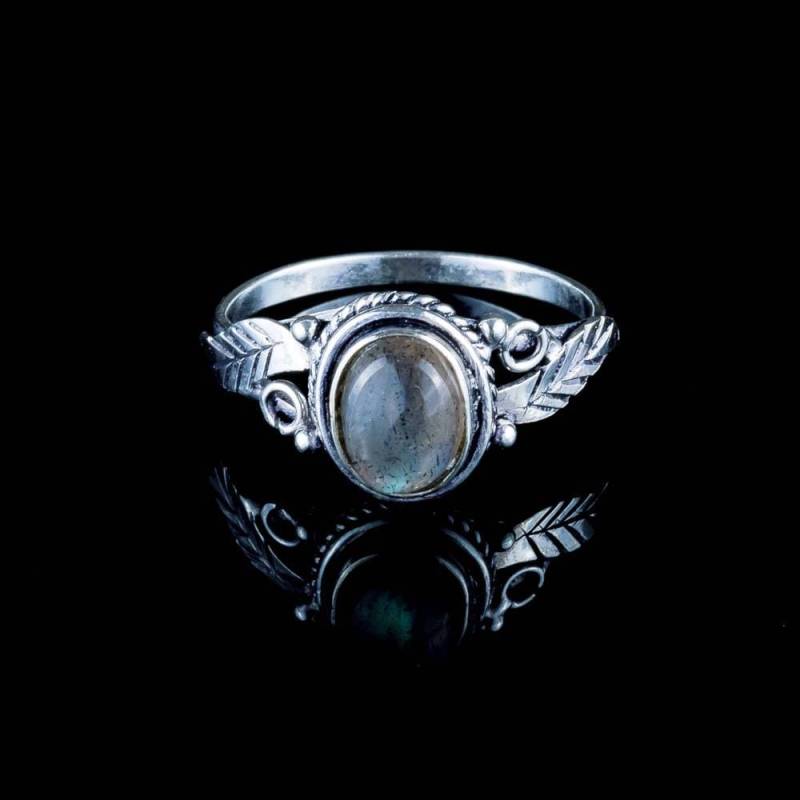 Labradorit Blatt Ring Weiß Messing Silber Boho Edelstein von ekekocrafts