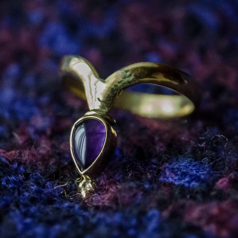 Messing Chevron Amethyst Ring Boho Ring Messing Chevron Amethyst Ring Boho Ring von ekekocrafts