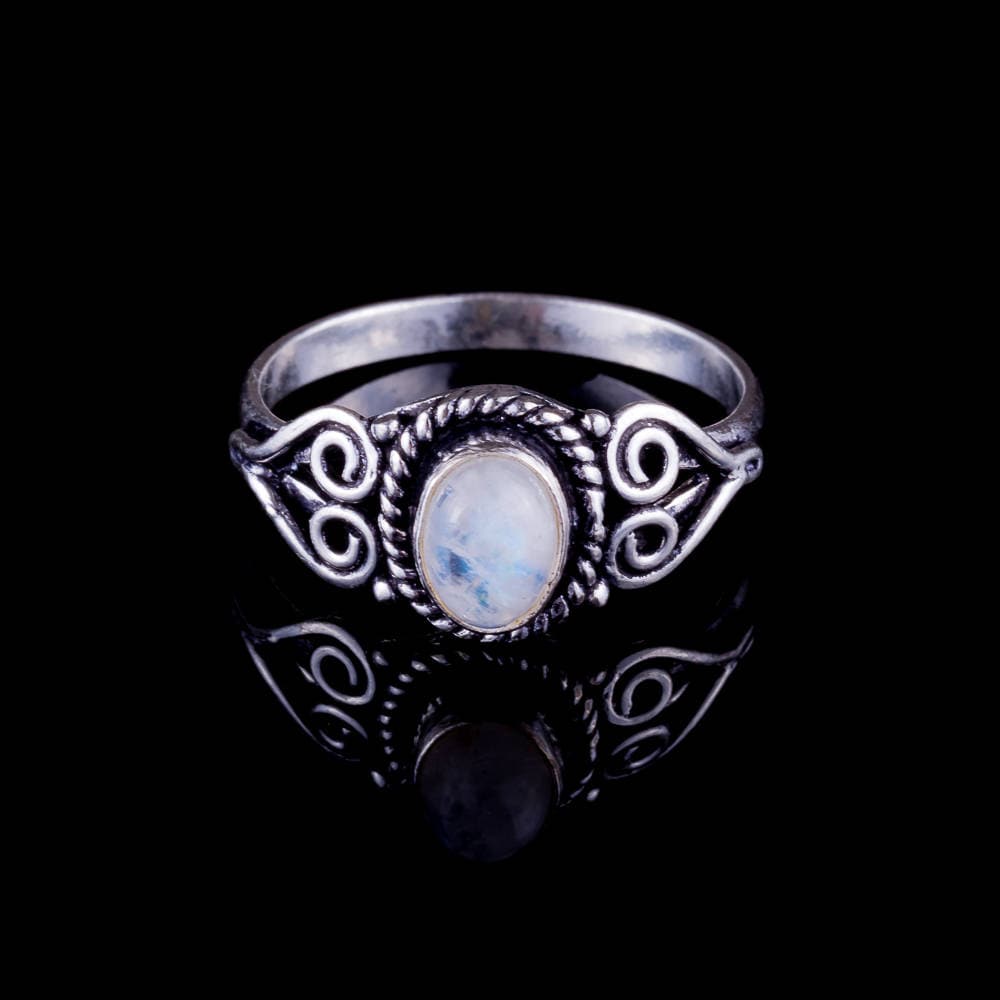 Mondstein Silberring Boho Knuckle Stapelring von ekekocrafts