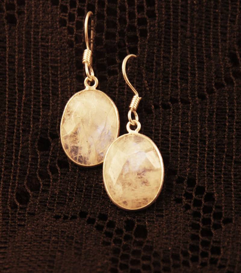 Silber Tropfen Ohrringe Mit Facettierten Mondstein Labradorit Edelstein Geburtsstein 925Er Sterling Se07 von ekekocrafts