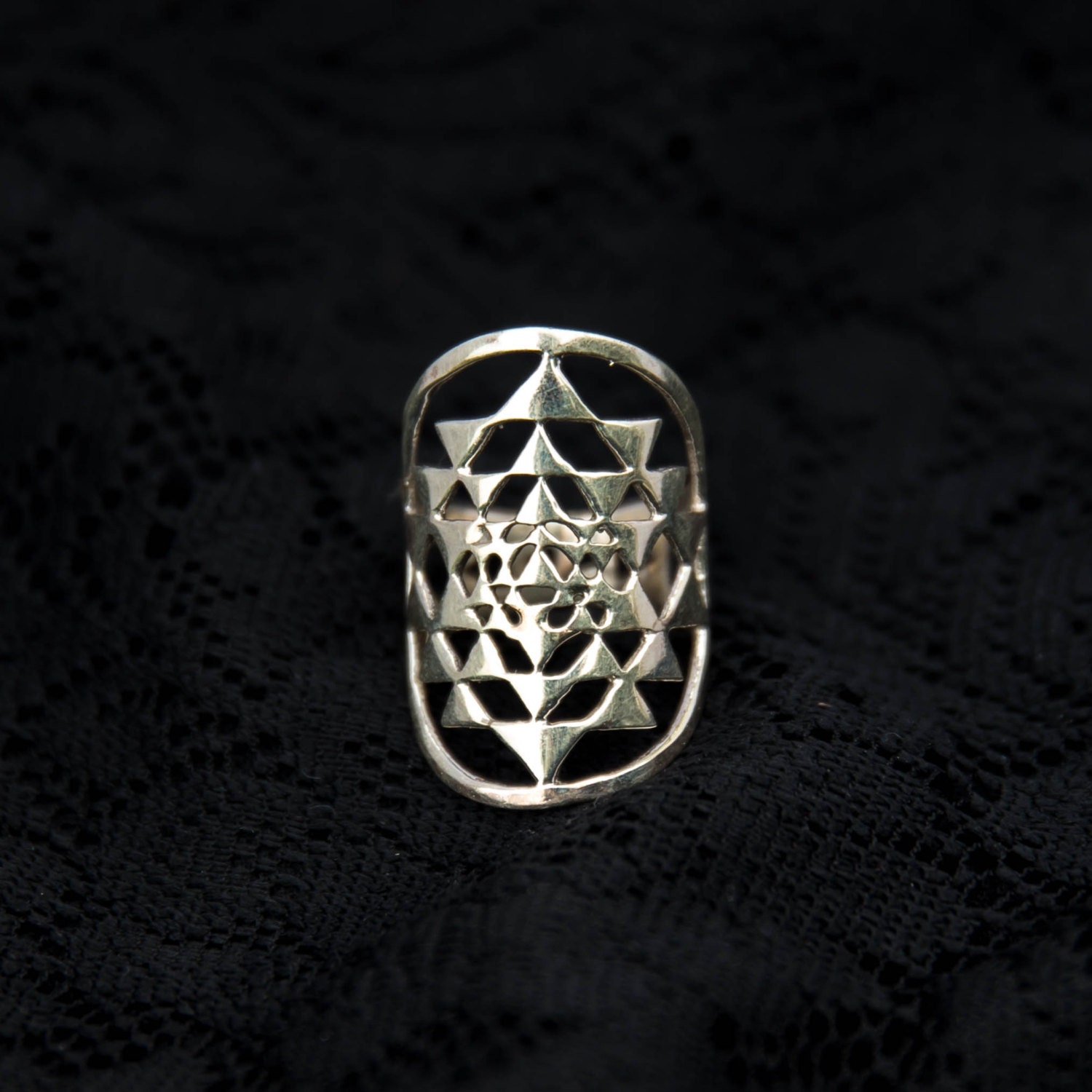 Sri Yantra Ring Heilige Geometrie Boho Schmuck von ekekocrafts