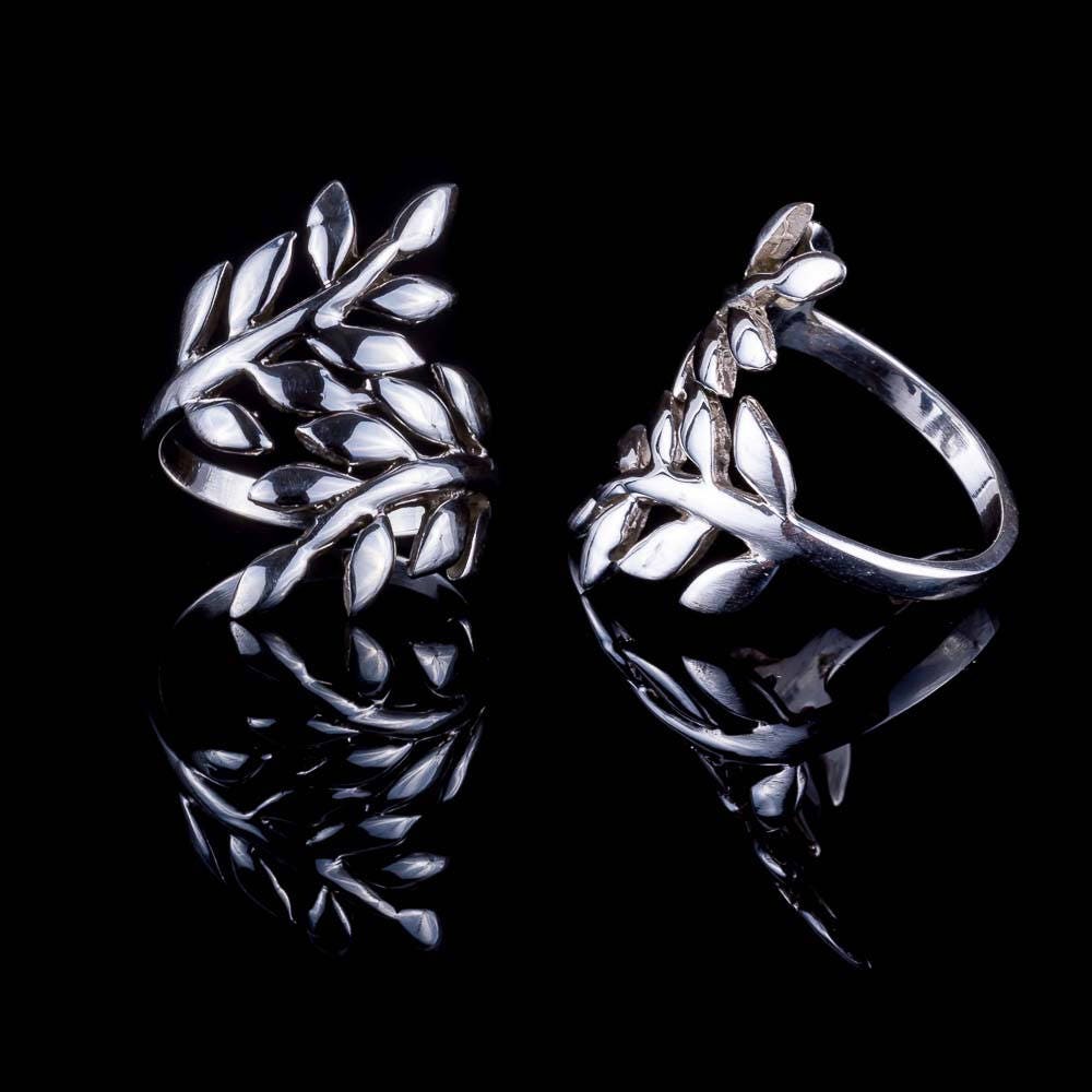 Sterling Silber Blatt Ring Boho Statement Schmuck von ekekocrafts