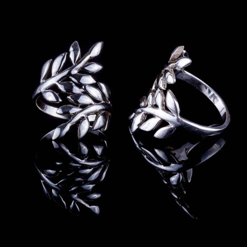 Sterling Silber Blatt Ring Boho Statement Schmuck von ekekocrafts