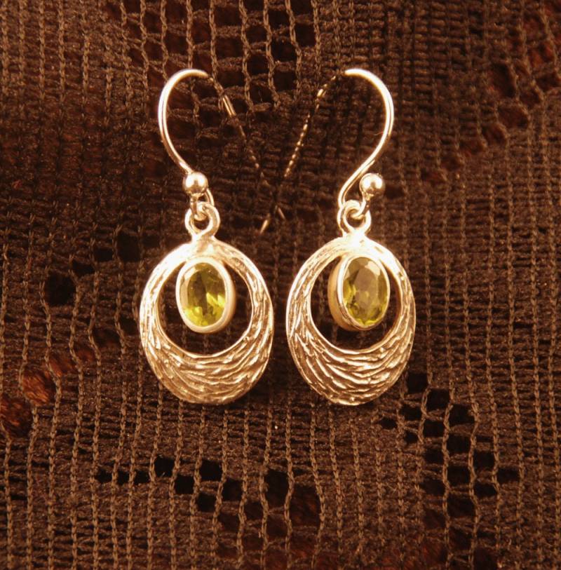 Sterling Silber Strukturierten Tropfen Ohrringe Mit Edelstein-Inlay Granat Schwarz Onyx Amethyst Grün Peridot Citrin Hübschen Se9 von ekekocrafts