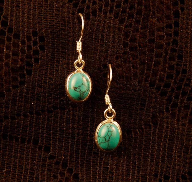 Sterling Silber Türkis Tropfen Ohrringe Einfache Stein Baumeln von ekekocrafts
