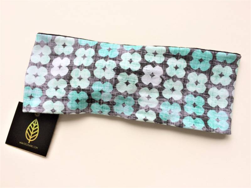 Geo Floral Print Stirnband, Yoga Bambus Jersey Gefüttert von ekobanz