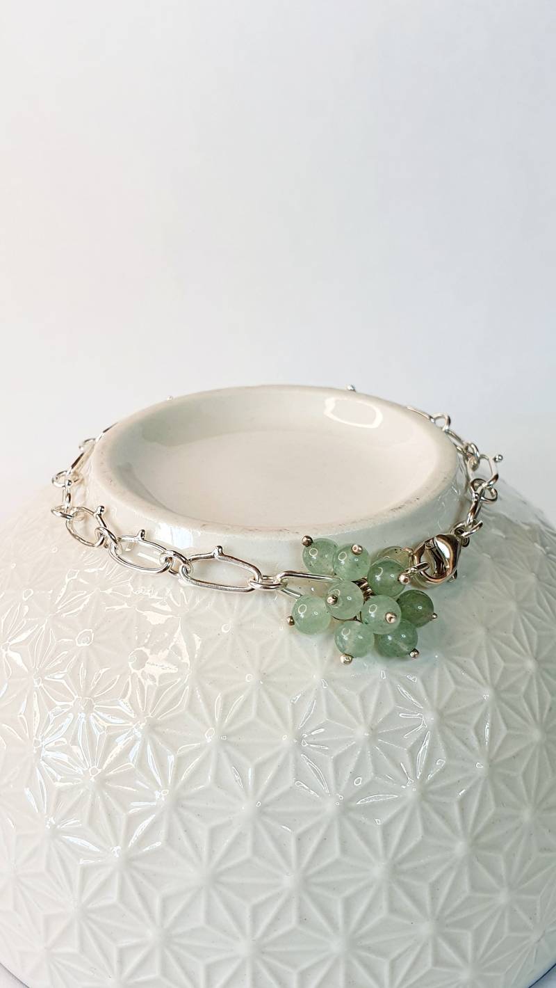 Silber Armbandkette Mit Aventurin Anhänger von ekschmuckdesign