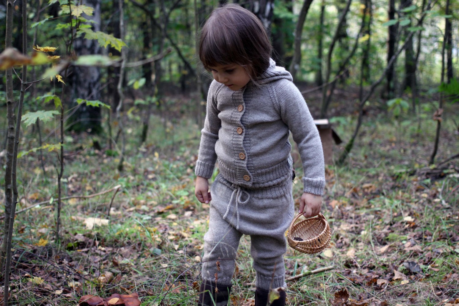 Baby Alpaka Strickhose - Gestrickte Haremshose Für Kinder Hellbeige Hose Mit Kordelzug Mädchen Jungen Jogginghose von ekuboo