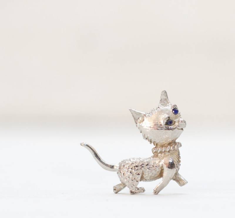 Kleine Katze Versilbert Pin in Messing-Clip Kleine Katze Versilbert Pin in Messing-Clip von elOlvido