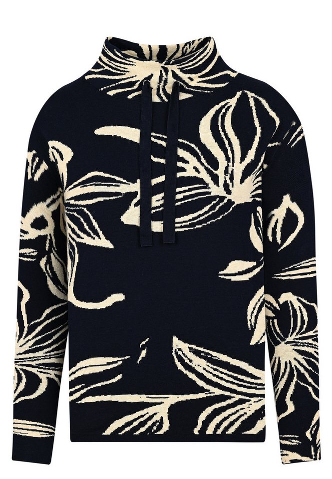 elanza Strickpullover Strickpullover mit Blütenmuster in Navy/Ecru (1-tlg) von elanza