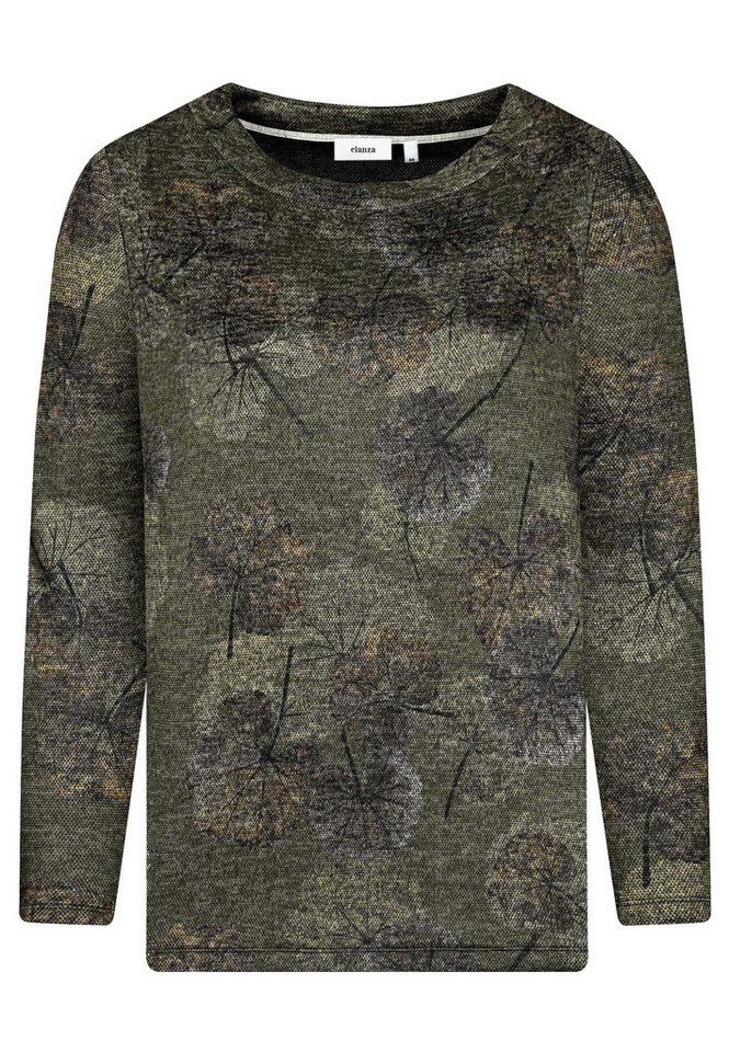 elanza T-Shirt Shirt mit Ginko-Print in Grün/Grau (1-tlg) von elanza