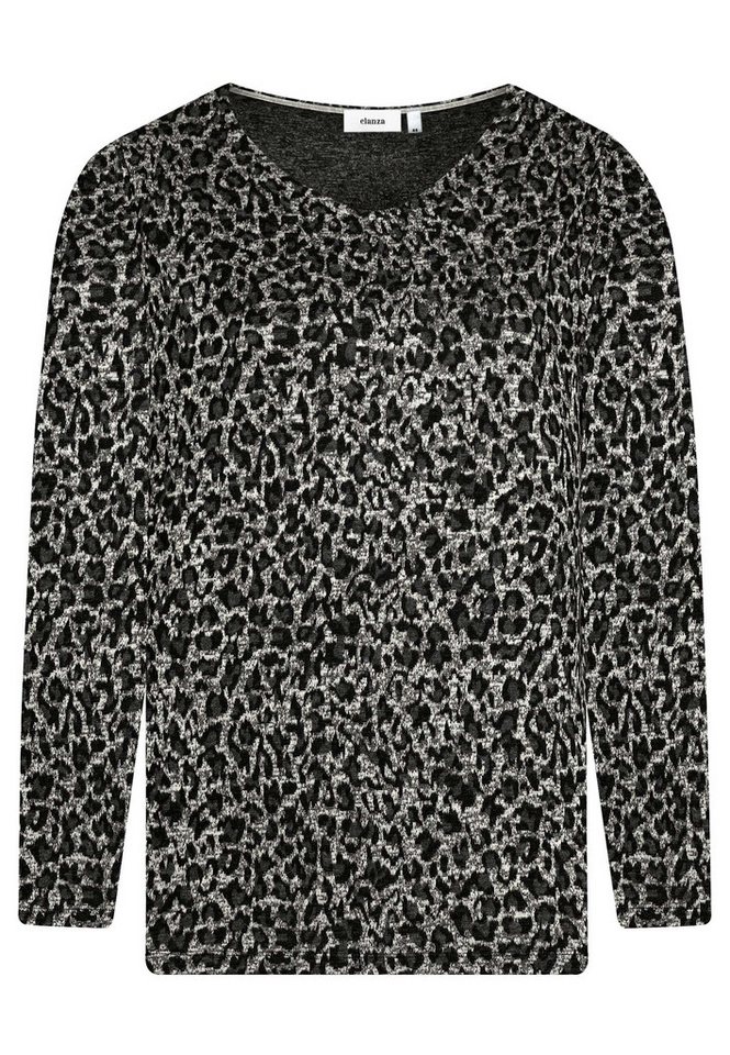 elanza T-Shirt Shirt mit Leo-Print in Grau/Schwarz (1-tlg) von elanza