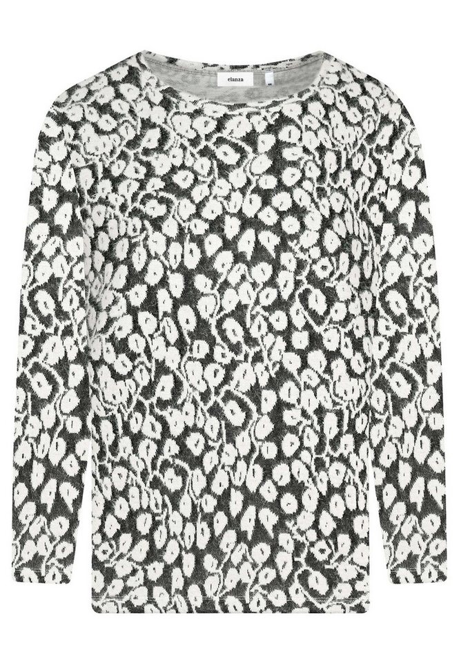 elanza T-Shirt Shirt mit floralem Muster in Anthrazit/Weiß (1-tlg) von elanza