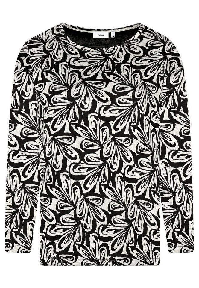 elanza T-Shirt Shirt mit floralem Muster in Schwarz/Hellgrau (1-tlg) von elanza
