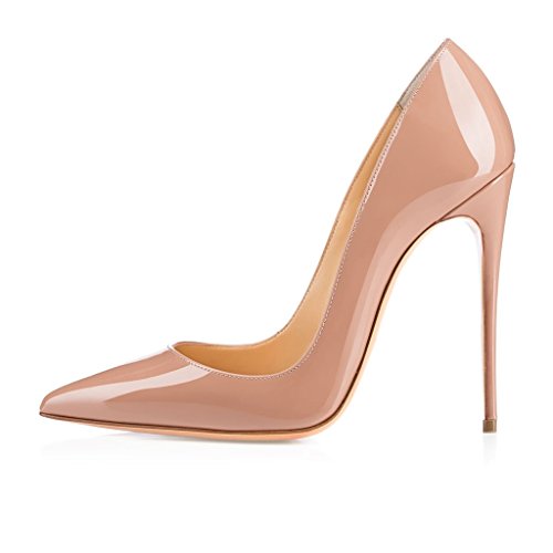 elashe Damen High Heel Pumps | 12cm Spitze Zehen Stiletto | Geschlossen Pumps Beige EU37 von elashe