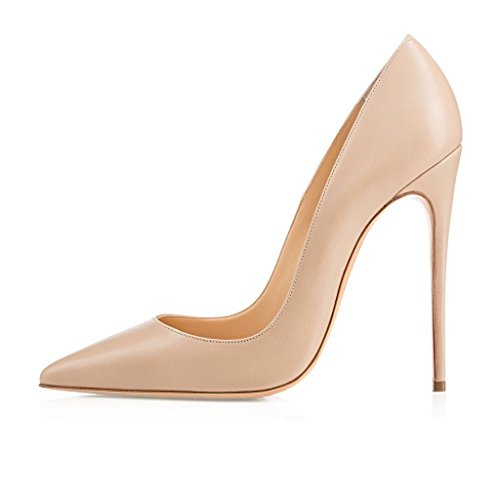 elashe Damen High Heel Pumps | 12cm Spitze Zehen Stiletto | Geschlossen Pumps Beige EU38 von elashe