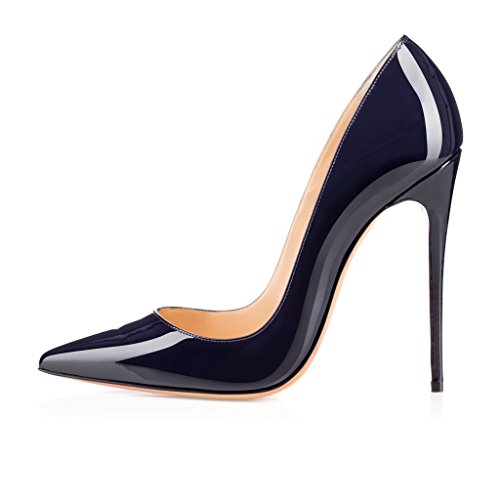 elashe Damen High Heel Pumps | 12cm Spitze Zehen Stiletto | Geschlossen Pumps Marine EU38 von elashe