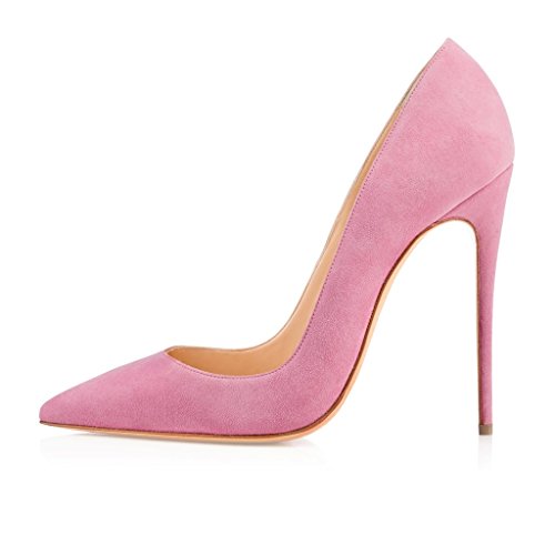 Elashe Damen High Heel Pumps | 12cm Spitze Zehen Stiletto | Geschlossen Pumps Rosa EU42 von Elashe