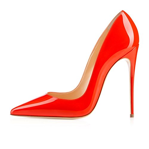 elashe Damen High Heel Pumps | 12cm Spitze Zehen Stiletto | Geschlossen Pumps Rot EU37 von elashe