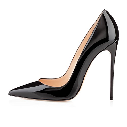 elashe Damen High Heel Pumps | 12cm Spitze Zehen Stiletto | Geschlossen Pumps Schwarz EU35 von elashe