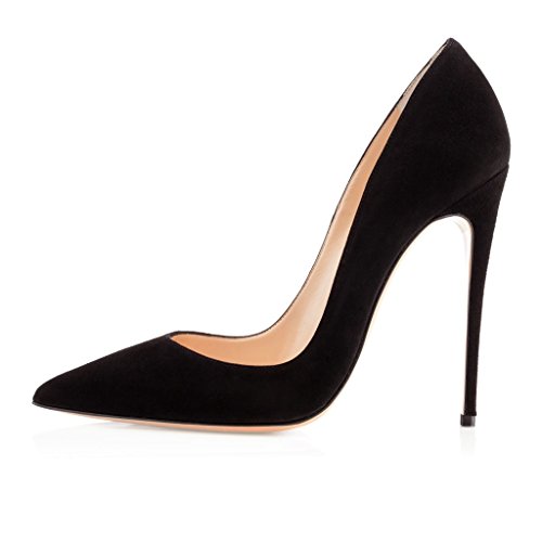 Elashe Damen High Heel Pumps | 12cm Spitze Zehen Stiletto | Geschlossen Pumps Schwarz EU40 von Elashe