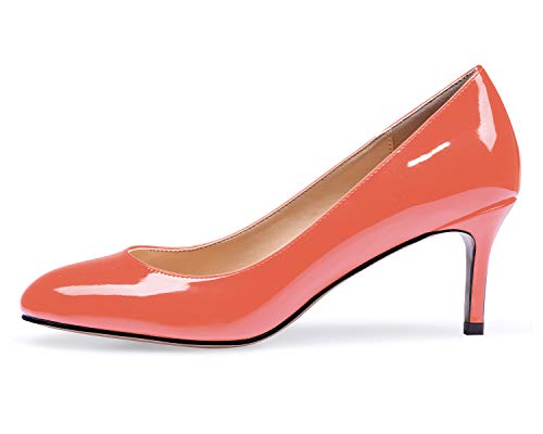 elashe Damen Kitten-Heel Bunt Elegante Pumps Schuhe Orange EU40 von elashe