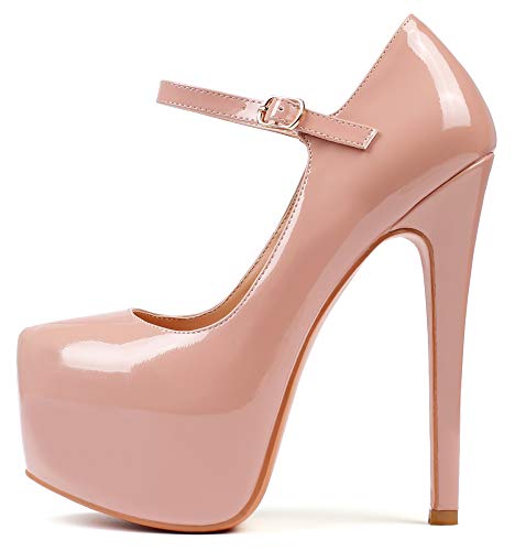 elashe Damen Plateau Pumps Stiletto High Heels Knöchelriemchen 6" Stiletto High Heels Party Hochzeit Schuhe Beige EU38 elashe Damen Plateau Pumps Stiletto High Heels Knöchelriemchen 6" Stiletto High Heels Party Hochzeit Schuhe Beige EU38 von elashe