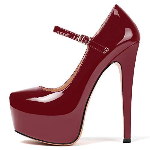 Elashe Damen Plateau Pumps Stiletto High Heels Knöchelriemchen 6" Stiletto High Heels Party Hochzeit Schuhe Bordeaux EU37 Elashe Damen Plateau Pumps Stiletto High Heels Knöchelriemchen 6" Stiletto High Heels Party Hochzeit Schuhe Bordeaux EU37 von Elashe