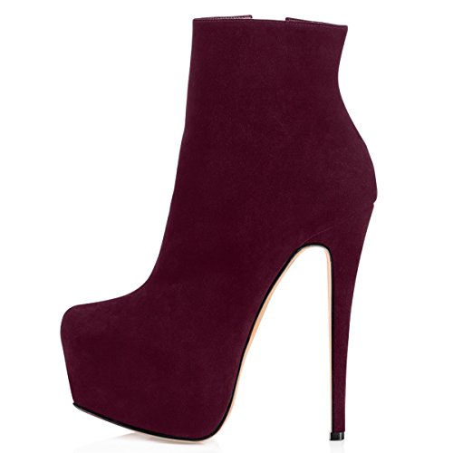 elashe Damen Plateau Stiefeletten Absatz Ankle Boots Herbst Winter Kurz Stiefel Wildleder High Heels Schuhe mit Reißverschluss Bordeaux EU44 elashe Damen Plateau Stiefeletten Absatz Ankle Boots Herbst Winter Kurz Stiefel Wildleder High Heels Schuhe mit Reißverschluss Bordeaux EU44 von elashe