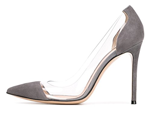 Elashe Damenchuhe High Heel Pumps |10CM Geschlossene Pumps | Zehenkappe Transparent Rutsch Stiletto | Hochzeit Schuhe EU37 von Elashe