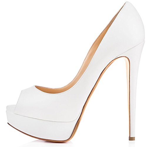 elashe High Heels Damenchuhe Große Größe Rutsch Peeptoe Plateau Pumps Party Hochzeit Weiß EU39 elashe High Heels Damenchuhe Große Größe Rutsch Peeptoe Plateau Pumps Party Hochzeit Weiß EU39 von elashe