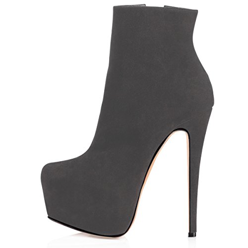 elashe Stiefeletten Damenschuhe Schlupfstiefel Pfennig-/Stilettoabsatz High Heels Reißverschluss Ital-Design Stiefeletten Grau EU40 von elashe