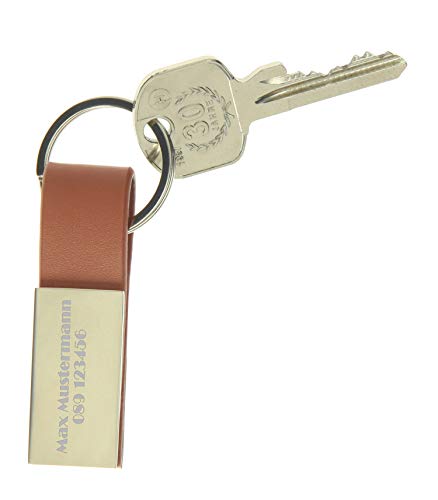 Personalisierter Schlüsselanhänger Echt-Leder mit persönlicher Gravur beidseitig in Geschenkverpackung – Tolles Geschenk für Frauen und Männer (braun) von elasto
