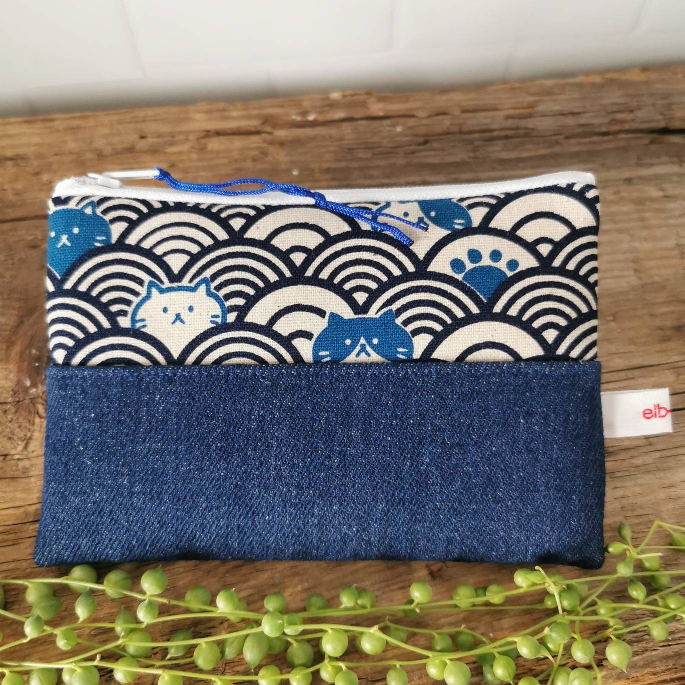 Kleines Portemonnaie Geldbörse Etui Täschchen Katze Blau Elb-Boje von elbboje