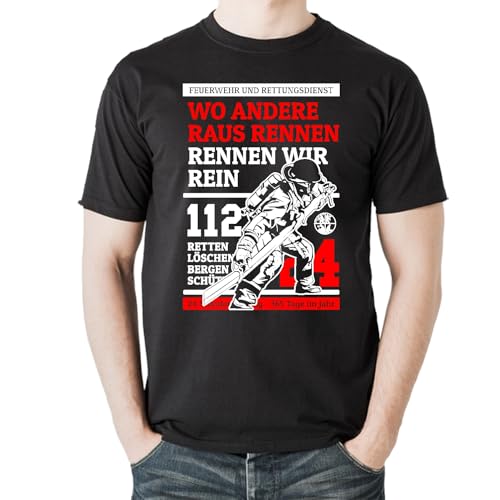Feuerwehr Spruch Heavy T-Shirt Geschenk für den Feuerwehrmann der freiwilligen oder Berufs-Feuerwehr (2XL) von elbedruck