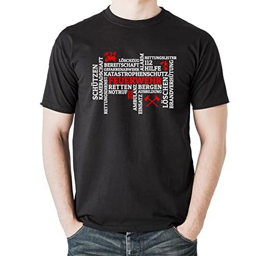 Heavy Cotton T-Shirt Motiv Feuerwehr Mosaik Geschenk für den Feuerwehrmann der freiwilligen oder Berufsfeuerwehr 112 Löschen Bergen Retten (S) von elbedruck