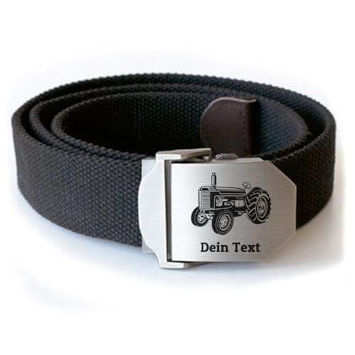 elbedruck Landwirt Gürtel Workwear Koppelschloss mit Gravur personalisiert Dein Text Bauer Trecker Traktor für Arbeitshose Diensthose personalisieren (Traktor Oldtimer) von elbedruck