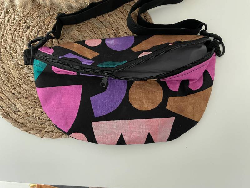 Bauchtasche Hipbag Crossbag Gürteltasche Canvas Muster Grau von elbtueddel