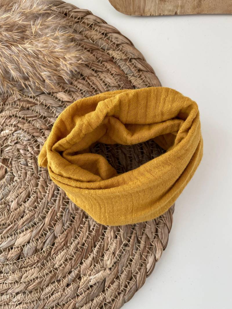 Drahthaarband Scrunchie Haargummi Haarband Musselin Senf von elbtueddel