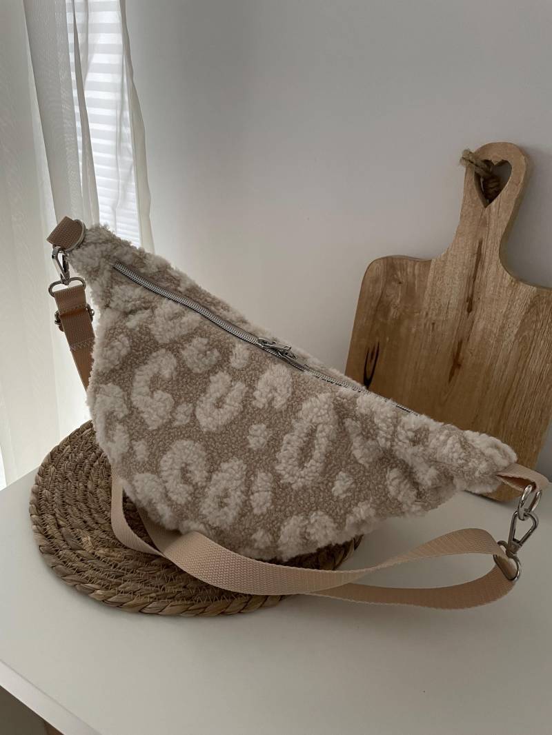 Moonbag Halbmond Tasche Hipbag Crossbag Teddy Leo Creme Silber von elbtueddel