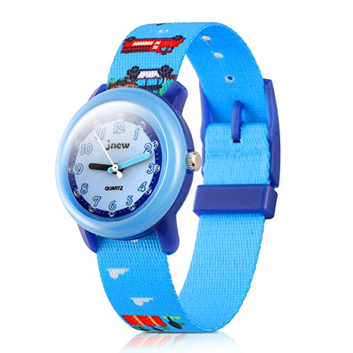 ele ELEOPTION Kinder Armbanduhr Kinderuhr,Cute Cartoon Digital Uhr Wasserdicht Textil Lehruhr mit umweltfreundliches Textil Armband,Geschenk für Kleine Mädchen Jungen Kids Kinder (Blau, Stadt) von ele ELEOPTION