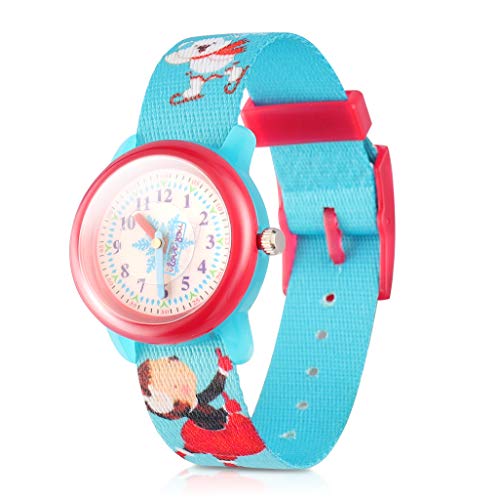 ele ELEOPTION Kinder Armbanduhr Kinderuhr,Cute Cartoon Digital Uhr Wasserdicht Textil Lehruhr mit umweltfreundliches Textil Armband,Geschenk für Kleine Mädchen Jungen Kids Kinder (Hellblau) von ele ELEOPTION