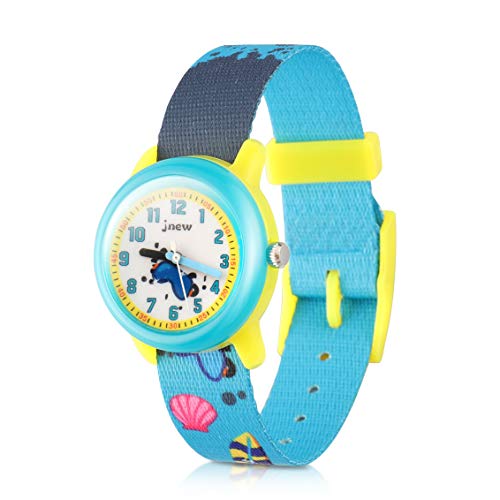 ele ELEOPTION Kinder Armbanduhr Kinderuhr,Cute Cartoon Digital Uhr Wasserdicht Textil Lehruhr mit umweltfreundliches Textil Armband,Geschenk für Kleine Mädchen Jungen Kids Kinder (Hellblau Ozean) von ele ELEOPTION