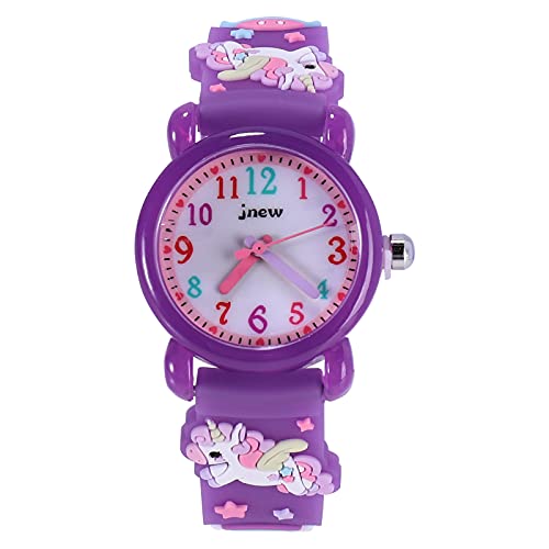 ele ELEOPTION Kinderuhr mädchen, Kinder Armbanduhr Lernuhr, 3D Pferd Armbanduhr für Jungen und Mädchen (Violett) von ele ELEOPTION