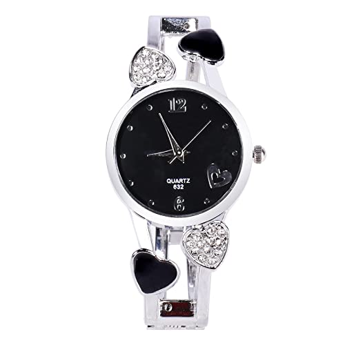 ele ELEOPTION Armband Design Quarz Uhr mit Strass Dial-Edelstahl-Band für Frauen (Schwarz 1) von ele ELEOPTION