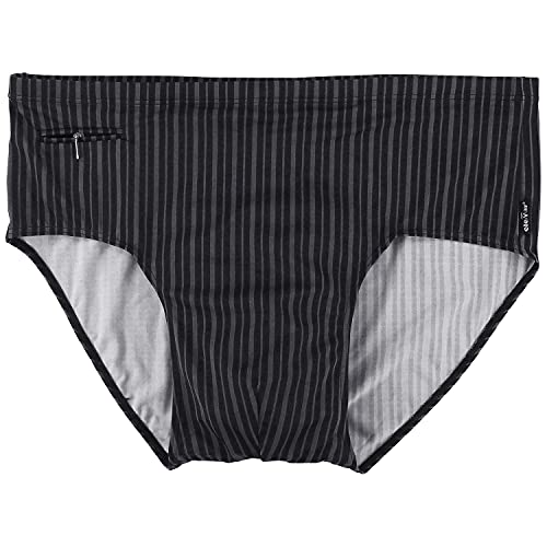 eleMar Gestreifte Badeslip Bademode Slip Schwimmhose in schwarz-grau-gestreift für Männer in großen Größen bis 10XL, Größe:8XL von eleMar